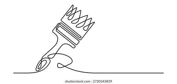 Dibujo de línea continua de la Ilustración vectorial minimalista del contorno del pincel de pintura