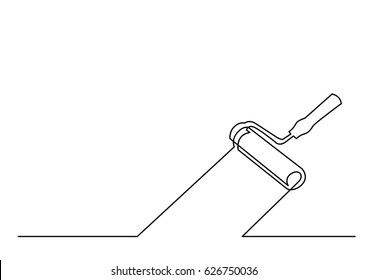 continuous line drawing of paint roller