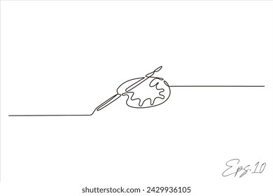 continuous line drawing of painting tools