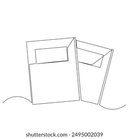 continuous line drawing of a pair of books. Education and business document or book concept. Simple hand drawn style illustration