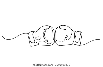 Continuous line drawing of pair of boxing gloves.line art Sport and Game competition concept. boxing gloves isolated on a white background vector illustration.