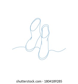 Continuous line drawing of Pair of Gumboots for Agricultural working boots for all sorts of garden work