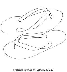 continuous line drawing a pair of sandals icon