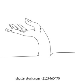 Continuous Line Drawing Palm Gesture Illustration