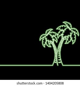Continuous line drawing Palms neon glow concept