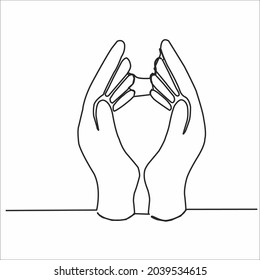 Continuous line drawing. palms vector illustration