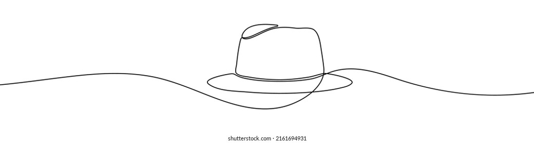 Continuous line drawing panama hat  Panama hat one line icon  One line drawing background  Vector illustration  Panama hat black icon
