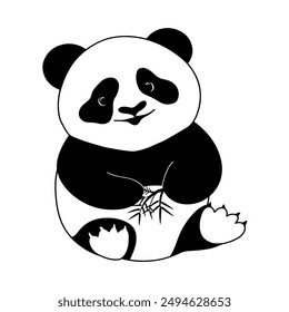 Continuous line drawing of a panda isolated on white background. Hand drawn doodle vector illustration.
