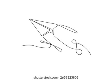 Dibujo de línea continuo de un icono de avión de papel
