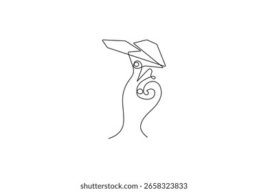 Dibujo de línea continuo de un icono de avión de papel
