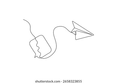 Kontinuierliche Linienzeichnung eines Papierflugzeugs Symbol
