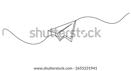 continuous line drawing of a paper airplane.one line vector of a paper airplane.line art vector illustration