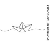 Continuous line drawing of paper boat. Business icon. Vector illustration