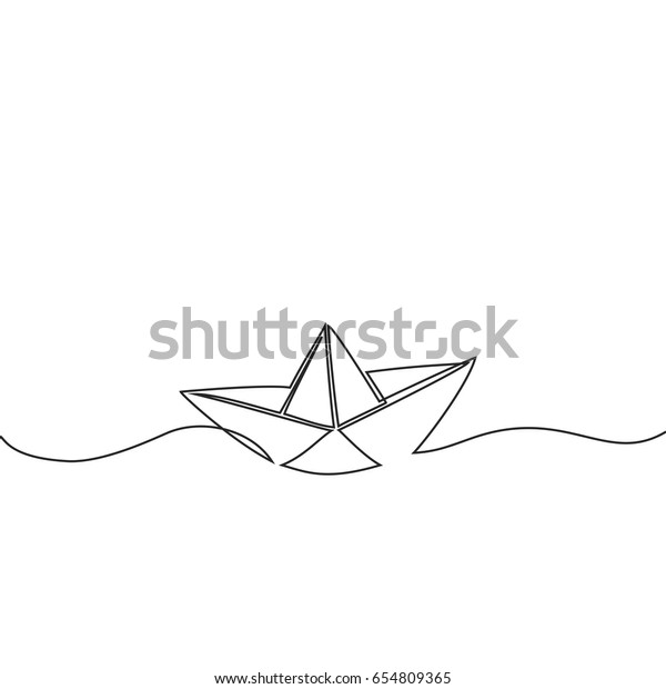 Continuous line drawing of paper boat.\
Business icon. Vector\
illustration