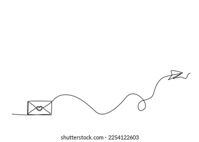 Continuous Line Drawing Paper Envelope With Plane