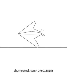 Dibujo de línea continua del plano de papel, objeto de una línea, arte de una sola línea, ilustración vectorial
