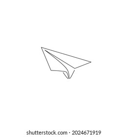 Dibujo de línea continua del plano de papel, concepto de negocio, objeto de una línea, arte de una sola línea, dibujado a mano, ilustración vectorial