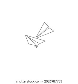 Continuous line drawing of paper plane, object one line, single line art, hand drawn, business concepet, vector illustration