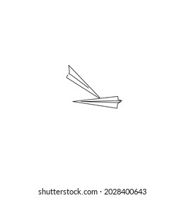Continuous line drawing of paper plane, object one line, single line art, hand drawn, vector illustration