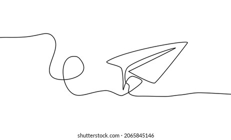 Continuous Line Drawing Paper Plane Creativity Stock Vector (Royalty ...