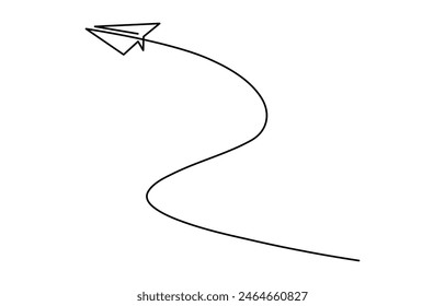 Continuous line drawing of paper plane,