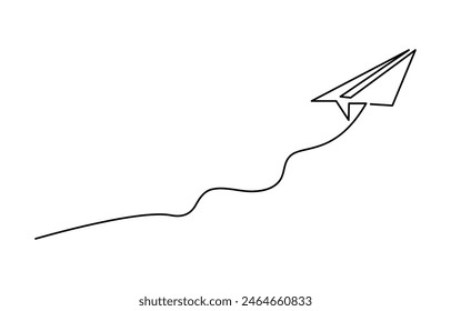 Continuous line drawing of paper plane,