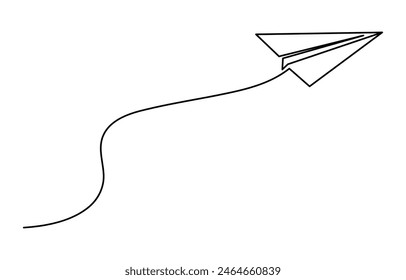 Continuous line drawing of paper plane,