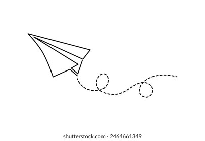 Continuous line drawing of paper plane,