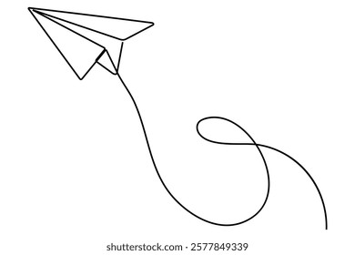 Continuous Line Drawing of Paper plane outline Vector Illustration
