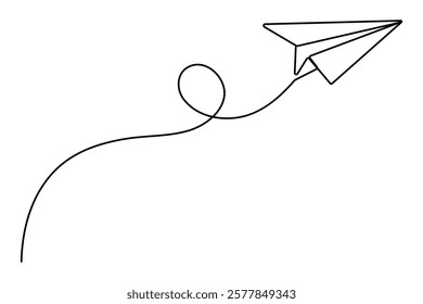 Continuous Line Drawing of Paper plane outline Vector Illustration
