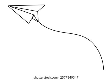 Continuous Line Drawing of Paper plane outline Vector Illustration
