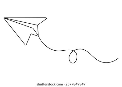 Continuous Line Drawing of Paper plane outline Vector Illustration
