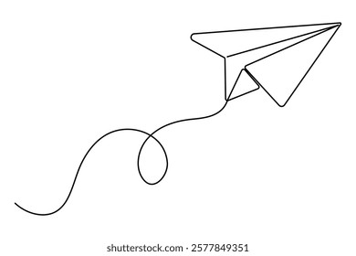 Continuous Line Drawing of Paper plane outline Vector Illustration
