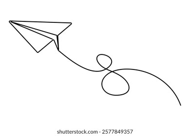 Continuous Line Drawing of Paper plane outline Vector Illustration
