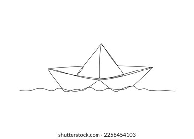 Continuous Line Drawing Paper Ship Vector