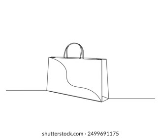Continuous line drawing of paperbag - fashion and shopping illustration concept.