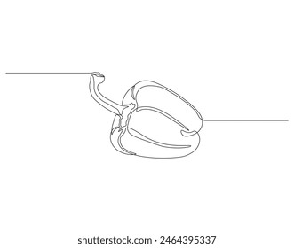 Continuous line drawing of paprika. One line drawing illustration of paprika. Fresh raw vegetable concept continuous line art. Editable outline.