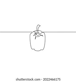 Continuous line drawing of paprika, vegetable design, object one line, single line art, vector illustration