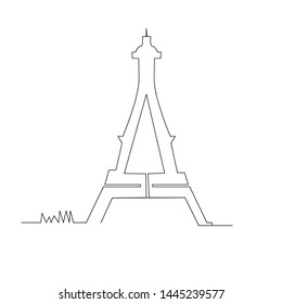 continuous line drawing of paris eiffel tower. isolated sketch drawing of paris eiffel tower line concept. outline thin stroke vector illustration