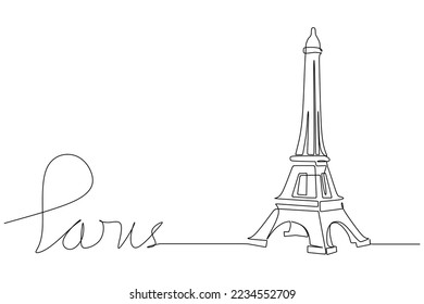 continuous line drawing of Paris Eiffel Tower