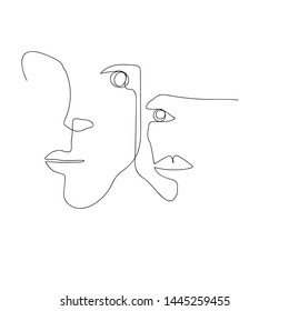 continuous line drawing of part of faces. isolated sketch drawing of part faces line concept. outline thin stroke vector illustration