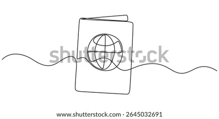 Continuous Line Drawing of Passport Icon. Hand Drawn Symbol Vector Illustration, One Continuous Line Drawing of Passport Icon. Single Line Vector Illustration, One Continuous Line Drawing of Visa.