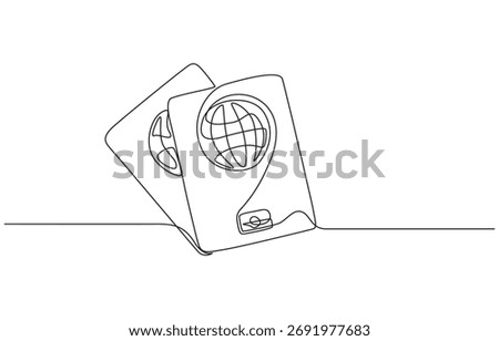 Continuous Line Drawing of Passport Icon. Hand Drawn Symbol Vector Illustration, Continuous Line Drawing of Visa Applications Icon. Single Line Vector Illustration, Passport Icon Design with minimal