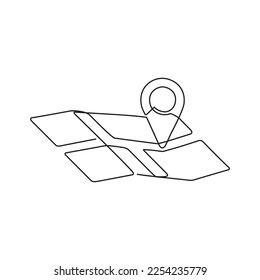 Continuous line drawing of paths and Location markers. Pin between a single point in a single line style. GPS navigation and travel concept in doodle style. location map vector illustration.