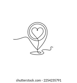 Continuous line drawing paths   Location markers   love  Simple pin between one point Location Hint   love in Linear style  Gps Navigation   Travel concept location   love icon