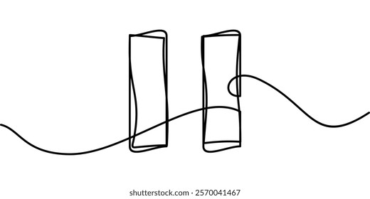 continuous line drawing pause symbol. abstract line art illustration