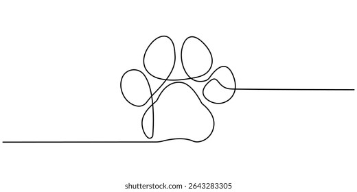 Continuous Line Drawing of Paw Print Icon. Hand Drawn Symbol Vector Illustration, Continuous Line Drawing of Adopt Me Icon. Hand Drawn Symbol Vector Illustration, Dog paw with heart continuous line