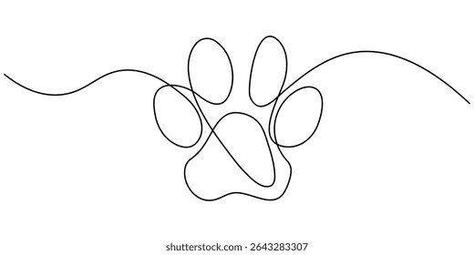 Continuous Line Drawing of Paw Print Icon. Hand Drawn Symbol Vector Illustration, Continuous Line Drawing of Adopt Me Icon. Hand Drawn Symbol Vector Illustration, Dog paw with heart continuous line