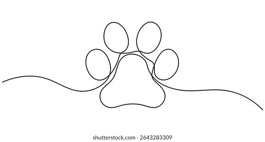 Continuous Line Drawing of Paw Print Icon. Hand Drawn Symbol Vector Illustration, Continuous Line Drawing of Adopt Me Icon. Hand Drawn Symbol Vector Illustration, Dog paw with heart continuous line