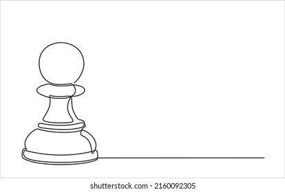continuous line drawing of a pawn,  chess piece continuous one line art illustration. Can used for logo, emblem, slide show and banner. Illustration with quote template. 